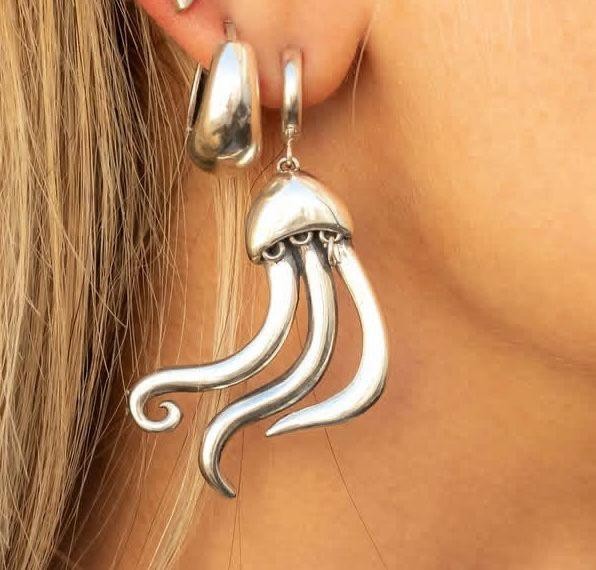Handmade Silver Octapus Earring by Sun Nafissi