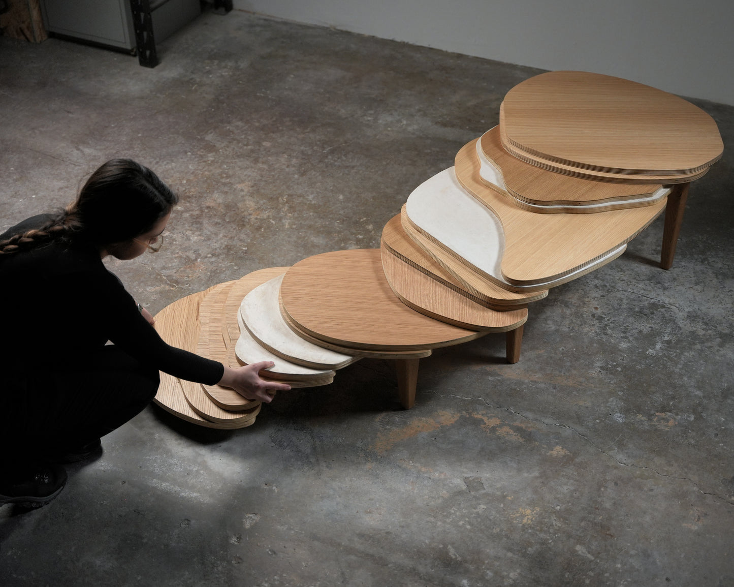 "Transition" Coffe Table by Dara Tabrizian- Oak Wood, Plywood