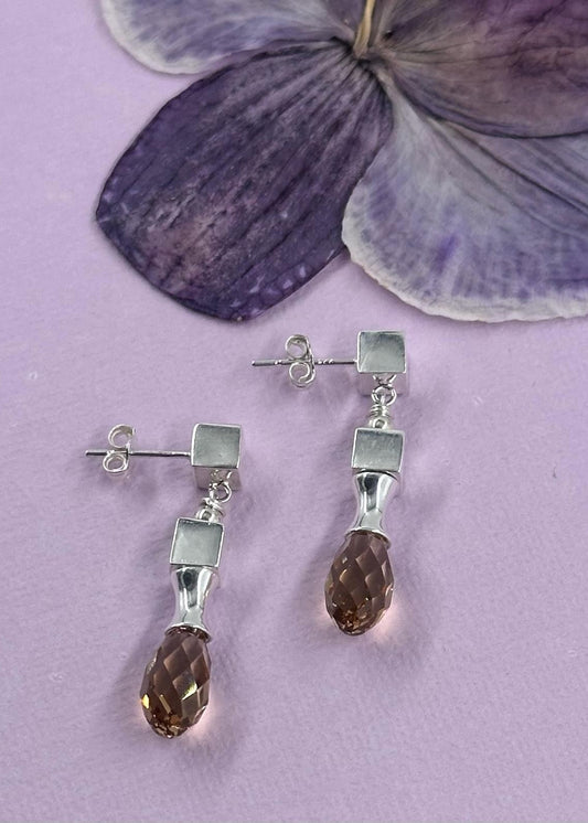 Silver Earrings – Handmade by Sareh Ghomi (Sterling Silver and Topaz Stone)