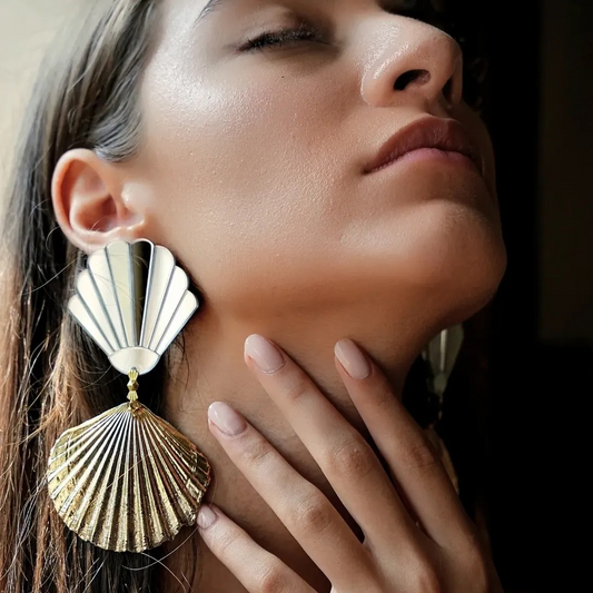 Handmade Gold Shell Earring by Mina Tafazoli