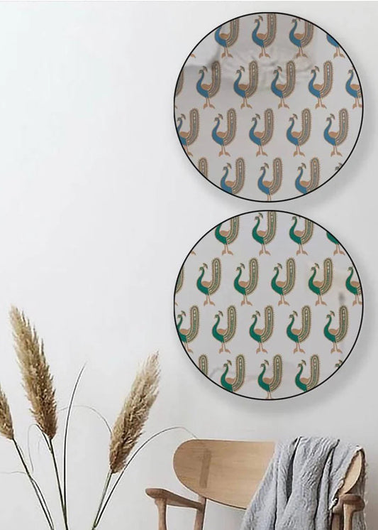 Metal-Framed Round Peacock Mirror by Rashed