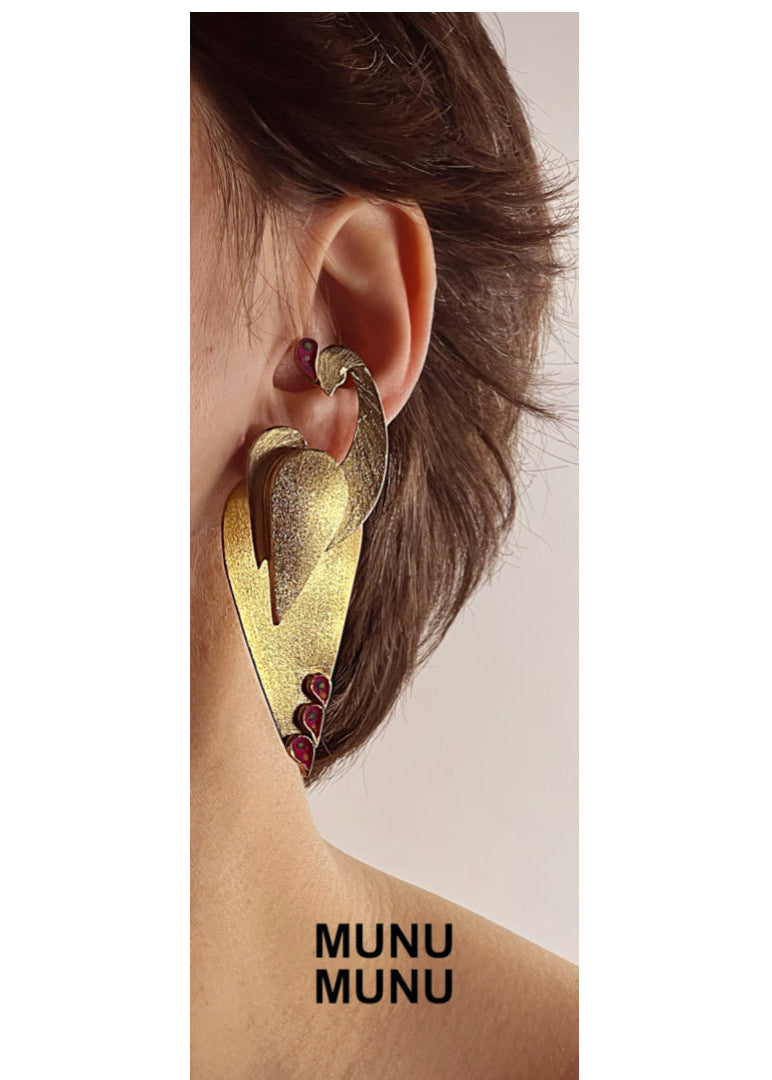 Handmade silver earrings coated in 18k gold by Munu Munu