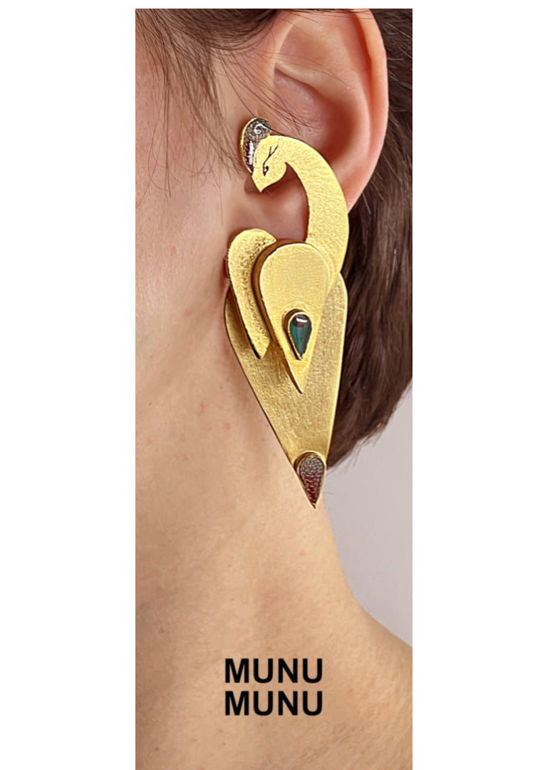 Handmade silver earrings coated in 18k gold by Munu Munu