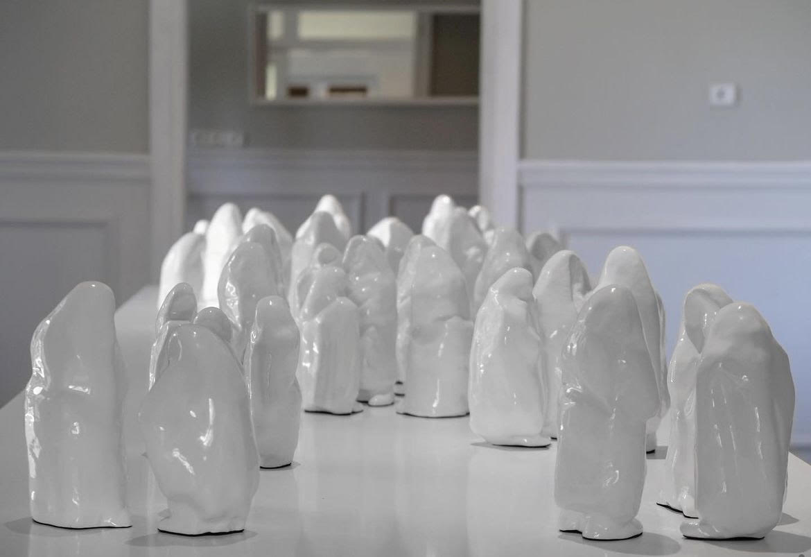 White veil lady Statues.